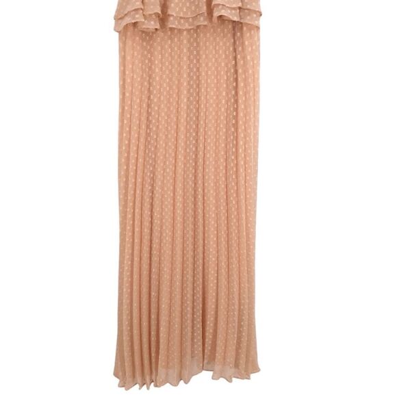 Gianni Bini Cottage Core Swiss Dot Ruffle Pleated Sweetheart Spaghetti Maxi Sz 4 - Picture 5 of 11